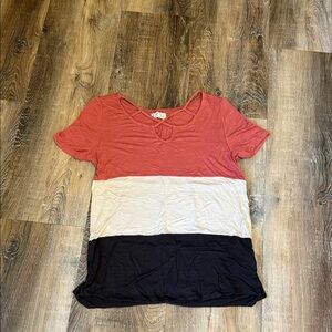 Maurice's Trendy Women's Colorblock Tee - Coral, White, and Navy
